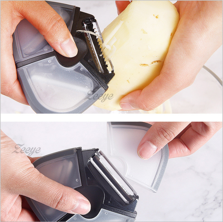 3 In 1 Multi Function Planer Peeler Function Three Use Rotary Fruit Vegetable Potato Hanging Round Cutter Kitchen Dining Bar